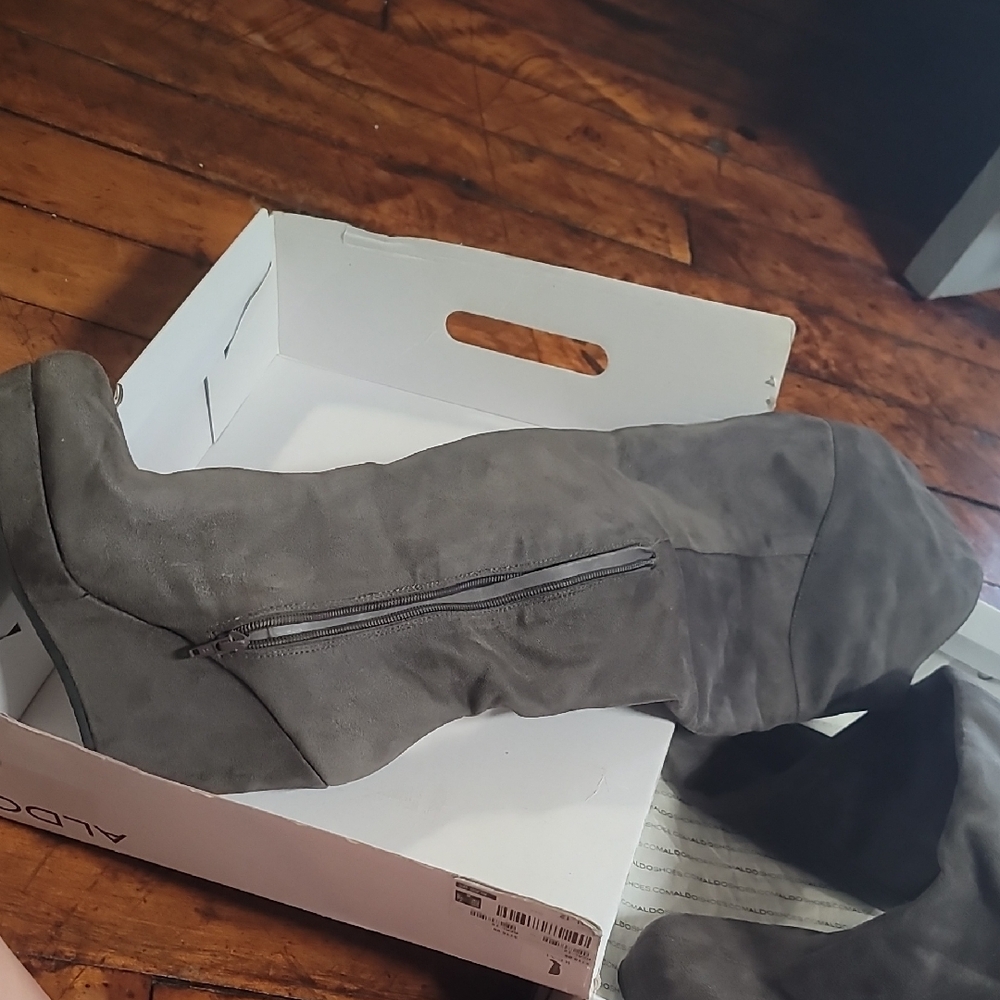 Aldo Charcoal Heeled Boots for Women